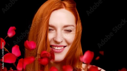 Fiery red hair woman with a happy smile