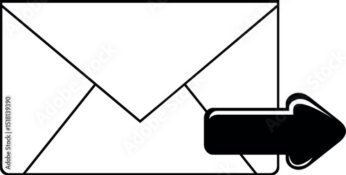 vector illustration drawing black and white icon computer message email file and arrow shape, in send pc mail concept