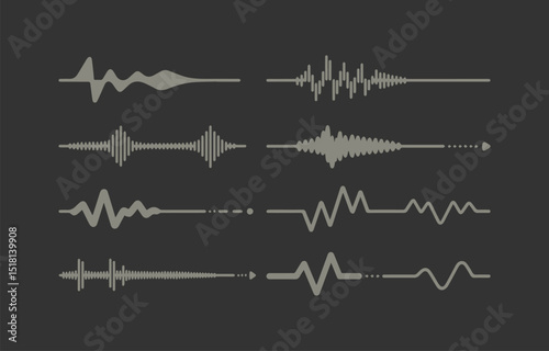 Collection of Audio Waveforms on Dark Background