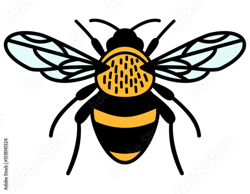 Colorful vector illustration of honey bee icon in flat design style. Clipart image isolated on background.