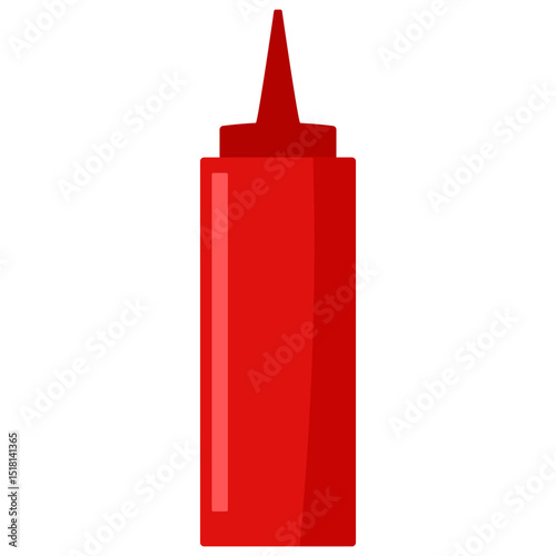 Red squeeze bottle icon for BBQ sauce on white background. Clipart image isolated on background.