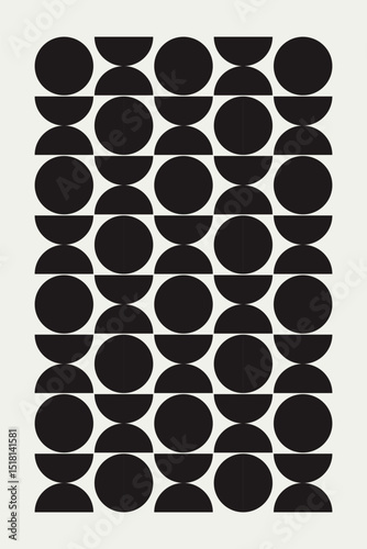 Mid century modern circle pattern vector. Graphical illustration for a unique textiles and interior design.