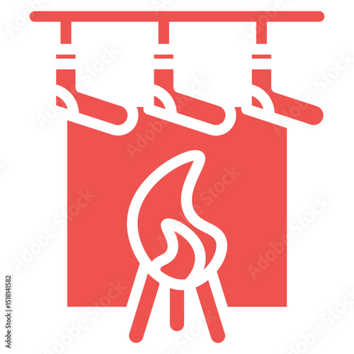 Fireplace Stockings Vector Icons