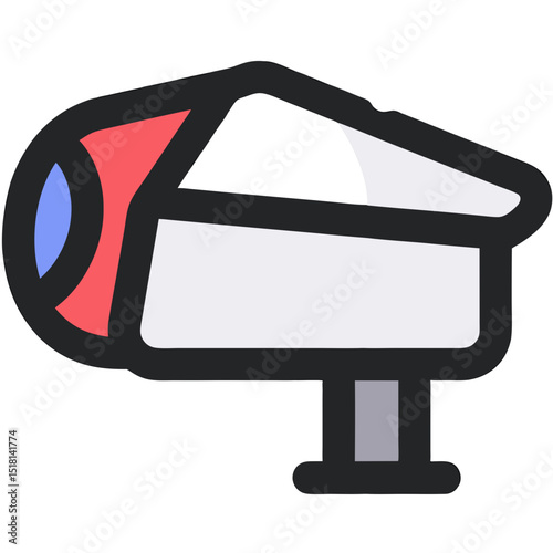 Modern Security Camera Icon: Sleek Design with LED Indicator