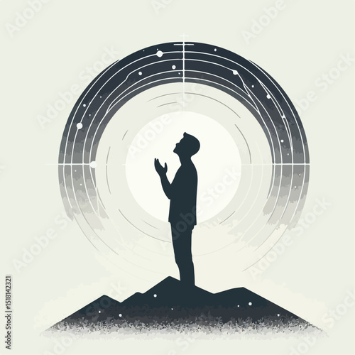 a man praying a god silhouette