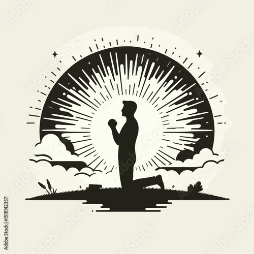 a man praying a god silhouette