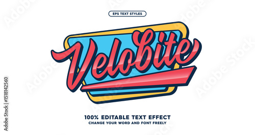 Velobite: Bold, badge emblem, text effect for a lovely, romantic dynamic look. Fully editable for versatile design applications. Vector eps illustration
