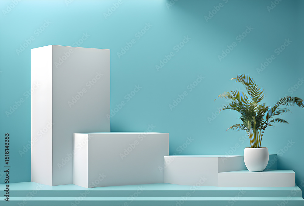 custom made wallpaper toronto digitalLuxury product presentation on a podium against a light blue background. An Empty Product Platform With Soft blue. Podium for product presentation.