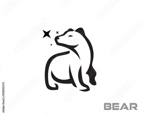 bear art walking looking back logo design template illustration inspiration