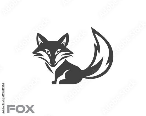 cute fox look side view logo design template illustration inspiration