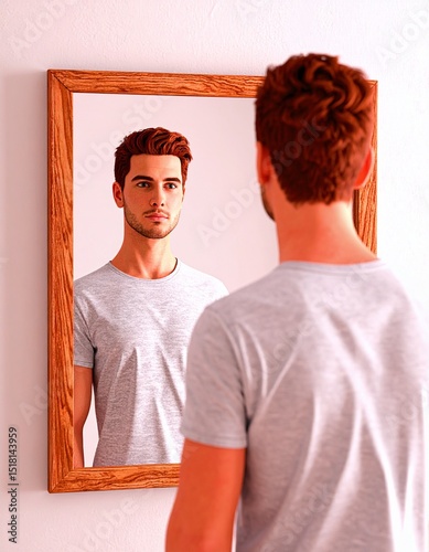 Growth mindset, motivation and self-improvement: Future self reflection in mirror, motivational contrast.