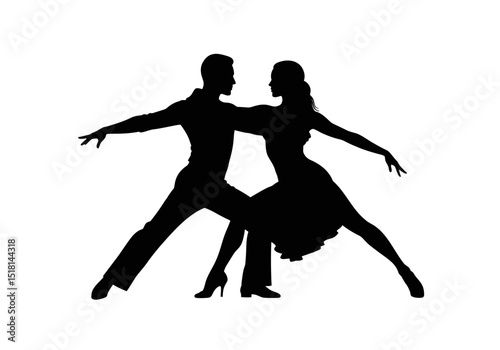 Silhouette of Ballroom Dancers Elegant Pose, Couple's Dance