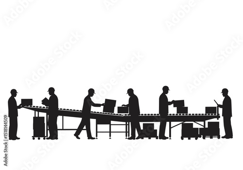 Efficient Warehouse Workers on Conveyor Belt System Streamlined Packaging Process
