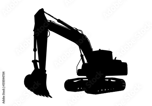 Powerful Excavator Silhouette Heavy Equipment Illustration