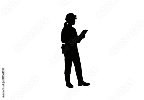 Silhouette of a Female Engineer Reviewing Plans