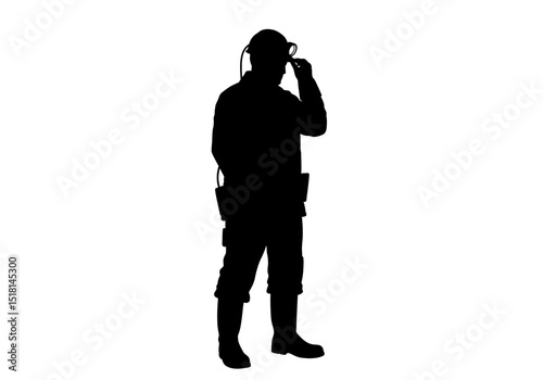 Silhouette of a Worker Adjusting Safety Glasses