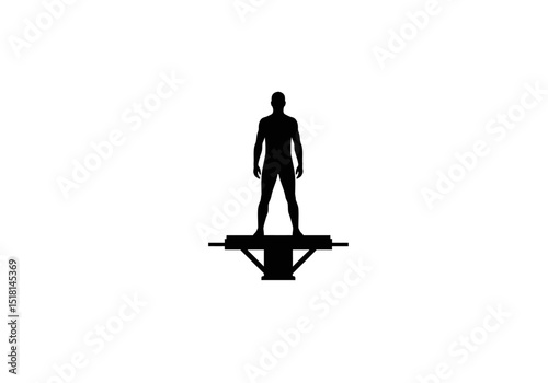 Silhouette of a Person Standing on a Weightlifting Platform