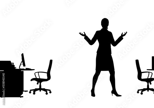 Frustrated Businesswoman Silhouette Office Stress and Challenges