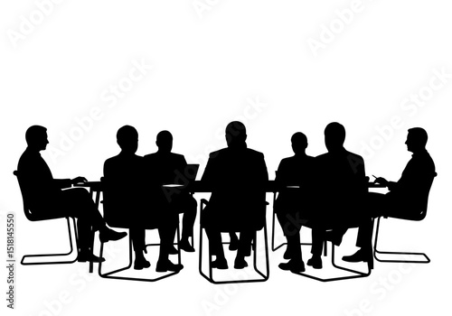 Silhouette of Business People in a Meeting Teamwork and Collaboration