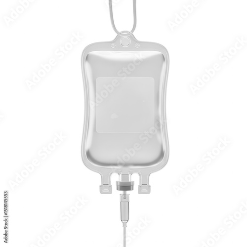 Medical iv bag mockup white graphics isolated on white background