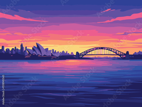 sydney harbour bridge at sunset