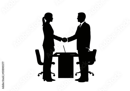 Business Partnership Handshake Agreement Silhouette Illustration