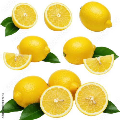 Wallpaper Mural Fresh lemons collection isolated on white background Torontodigital.ca