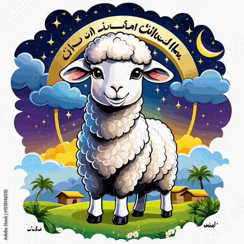 idul adha goat vector art,  moslem qurban