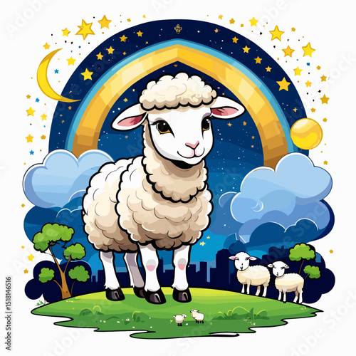 idul adha goat vector art,  moslem qurban