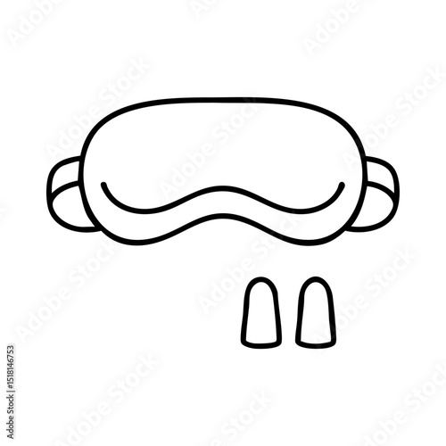 Sleep Mask with Earplugs Line Icon