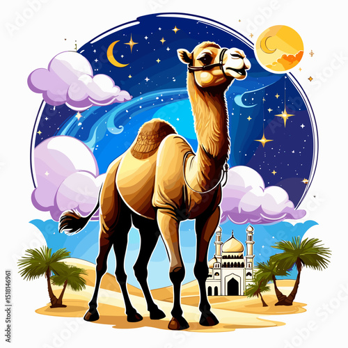 idul adha camel vector art,  moslem qurban