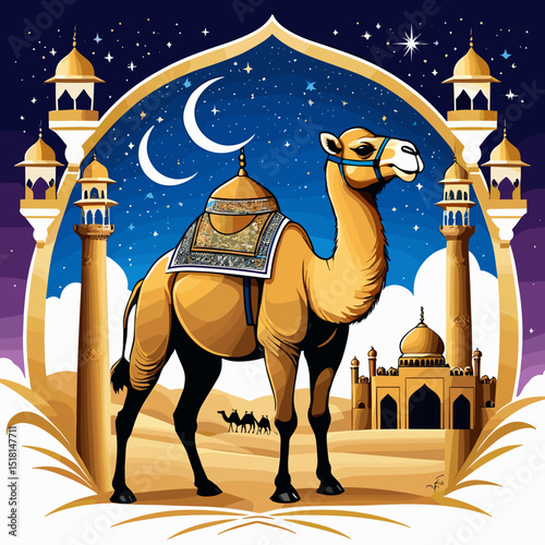 idul adha camel vector art,  moslem qurban