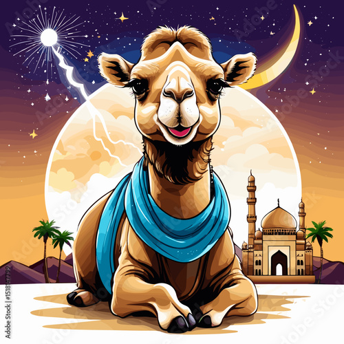 idul adha camel vector art,  moslem qurban