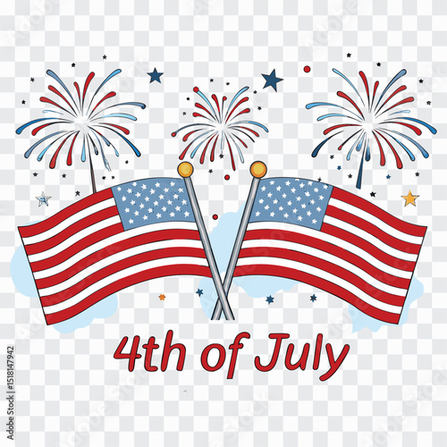 4th July USA Icon, Independence Day Celebration, American Flag, Patriotic Event, Stars and Stripes