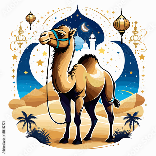 idul adha camel vector art,  moslem qurban