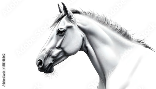 sketch side portrait of a horse profile on a white background