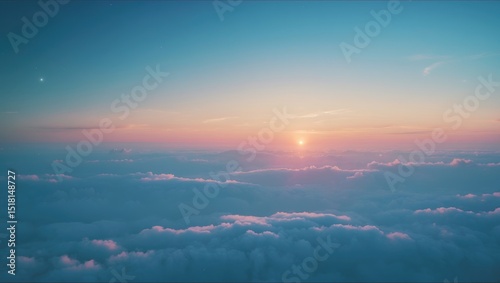 Sunset over a golden landscape with illuminated clouds and vibrant sky