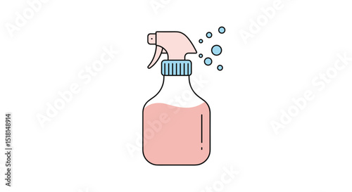 Cleaning spray bottle with pink liquid and spray nozzle  