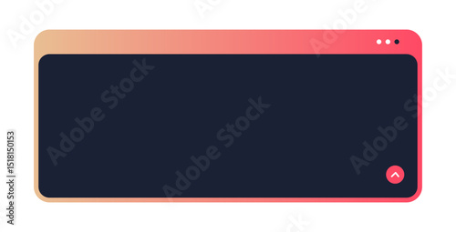 Gradient Tech UI Window with Rounded Corners. Futuristic Interface Box with Navigation Icon. Minimal Modern HUD Display Frame