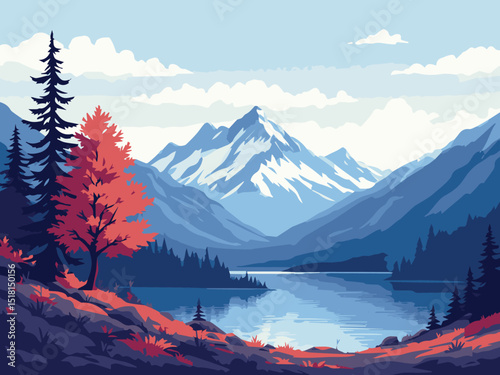 mountain lake in winter
