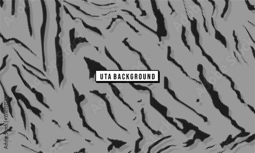 A grayscale abstract background with a tiger-stripe-like pattern created using halftone shading