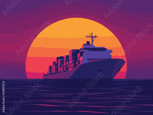 ship at sunset