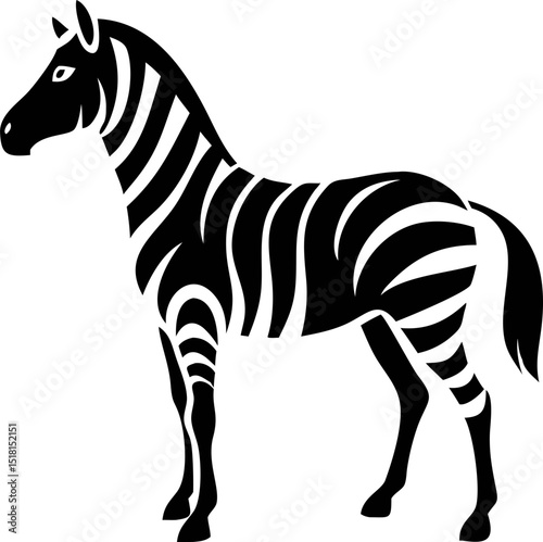 Simple zebra vector silhouette with smooth curves. Scalable design for print, web, or creative animal projects.