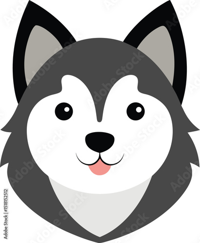 husky head icon clipart vector on transparent background