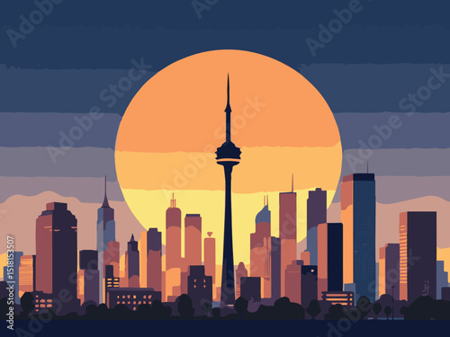 toronto skyline at sunset