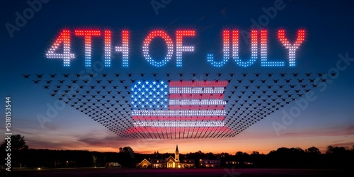 Spectacular Drone Light Show for Independence Day Celebration with American Flag