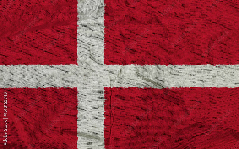 Fototapeta premium Denmark's National Flag With Elegant Waving Red and White Design