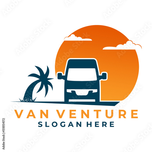 Van Beach logo design vector. Van car logo design icon