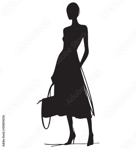Stylish fashion models. Fashion girls Silhouette. Woman in dress