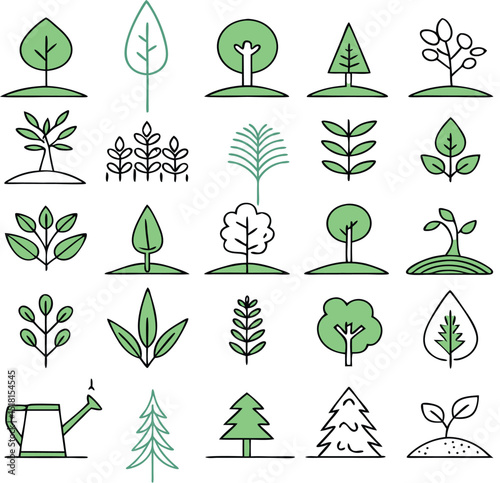 tree planting line icon vector illustration